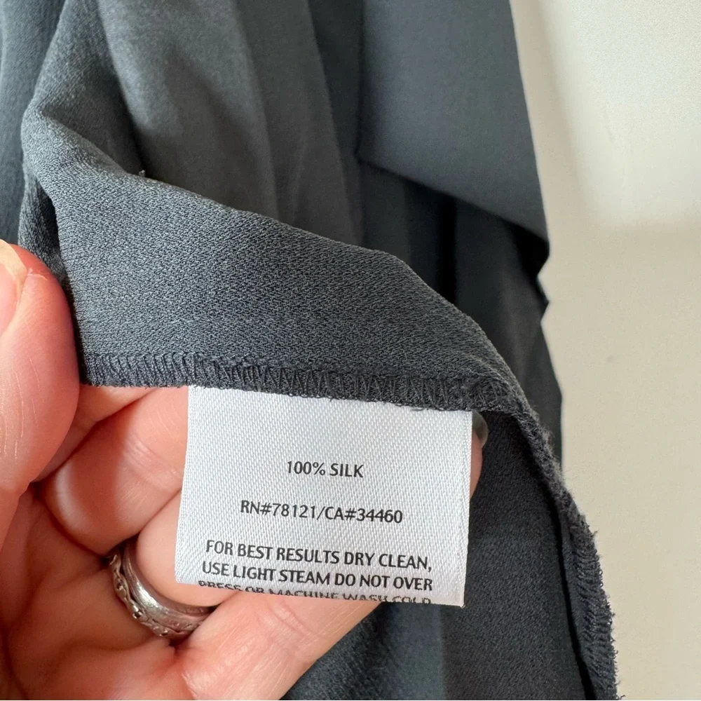 Eileen Fisher Black Silk Georgette Crepe Kimono Draped Open Blazer Jacket S - Picture 7 of 8